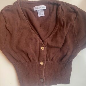 Brown Cropped button up t-shirt